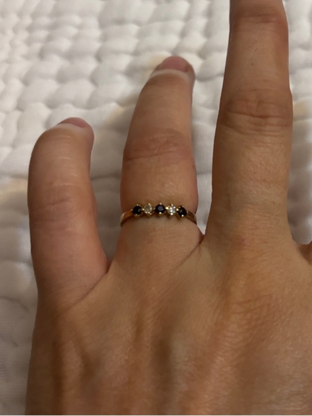 Delicate Gold Floral Black Stone Ring - Minimalist Women’s Jewelry